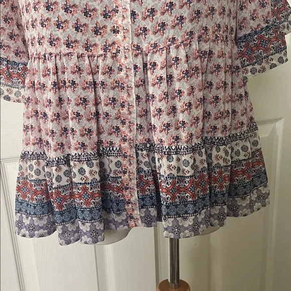 Knox Rose Pink and Blue Patterned Blouse - Picture 6 of 7